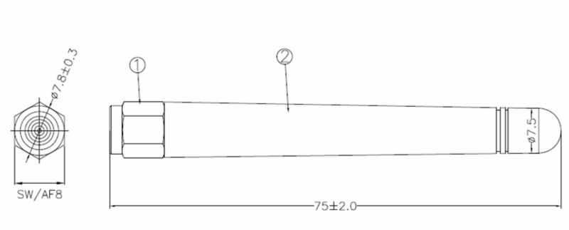 無線lanアンテナdbi7.8*75mm2.4-2.5ghz2とsma/rp-smaコネクタ仕入れ・メーカー・工場