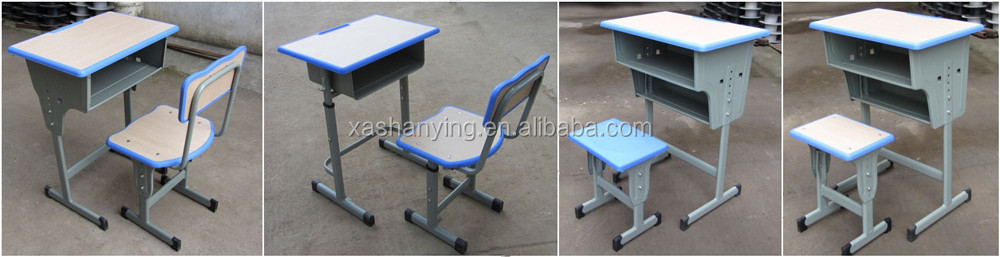 木の机椅子付き、 金属製の学校用家具仕入れ・メーカー・工場