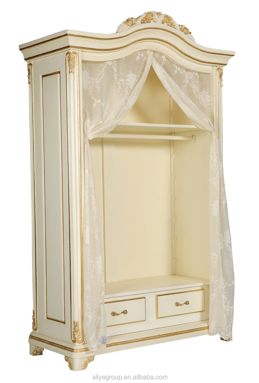 Wy602 New Arrival Rose Carving Children Clothes Cabinet Wooden