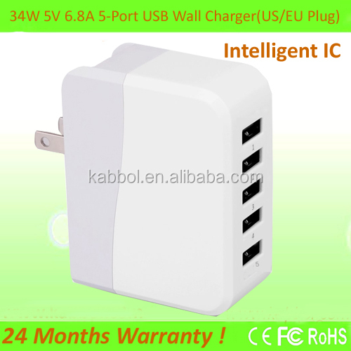 Kabboleu/私達プラグ5- ポートusb充電器マルチポート34ワット用usbウォールチャージャー電話問屋・仕入れ・卸・卸売り