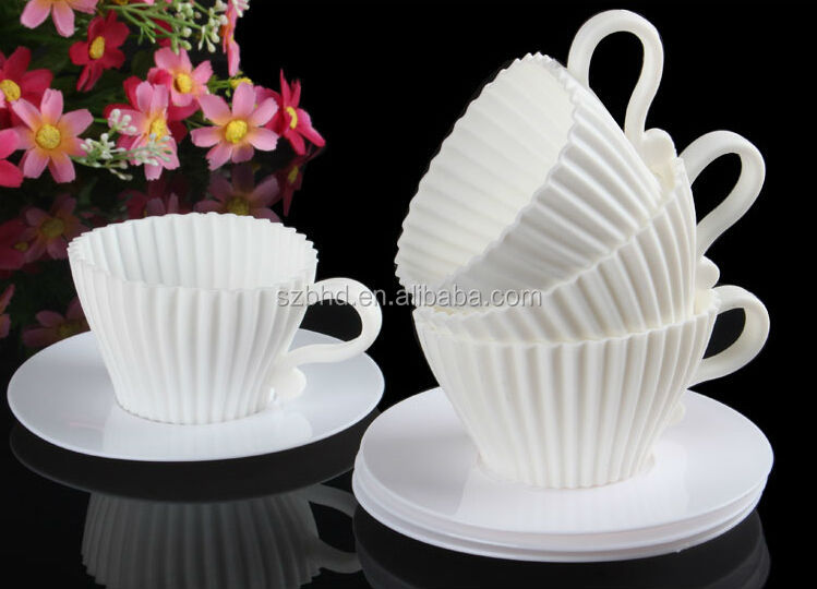 Wholesale 100% Food Grade Silicone Teacup Cupcake Mold for Cake Decorating