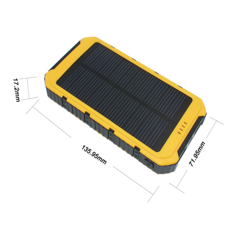 8000mAh Portable USB Charger Power Bank, Constructed with a Solar Panel for Emergency Charging for iPhone
