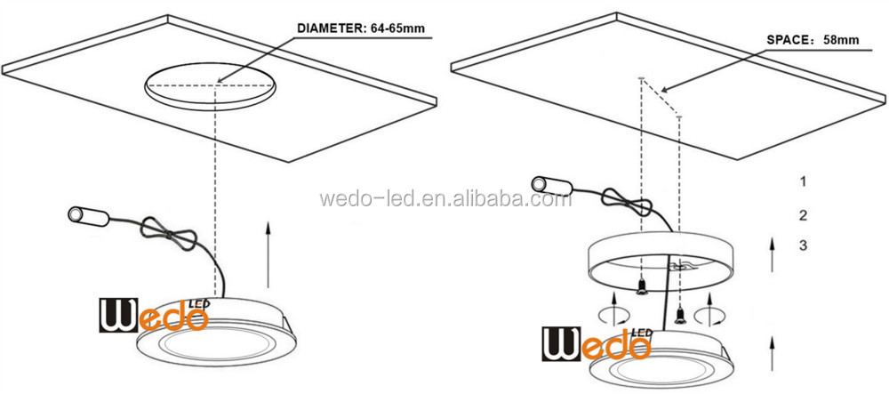 WD-300C Receesed/Surface Mounted Dimmable 12V 24V SMD LED Puck Light With UL cUL