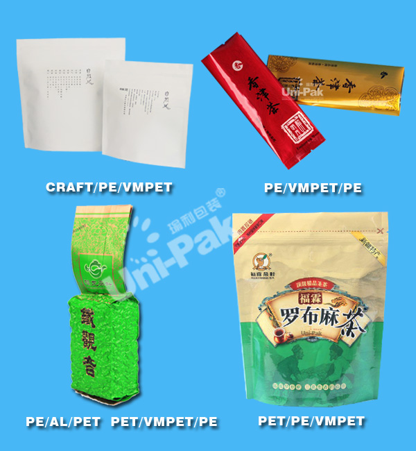 customized printed high quality water proof BPA free ziplock foil tea bag