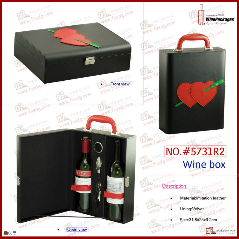 Fashionable Pattern Design Leather Wine Gifts Box (5731R1)