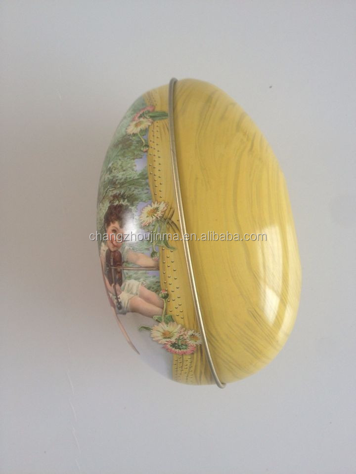 Egg shape tin box(egg tin can) for decorative promotional items metal