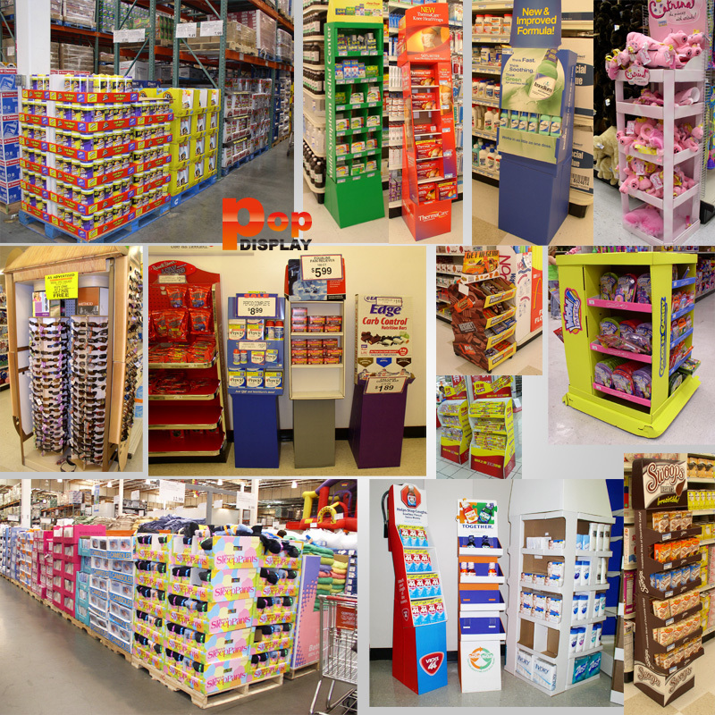 Pos Retail Store Products Wrapping Corrugated Paper Floor Display Stand