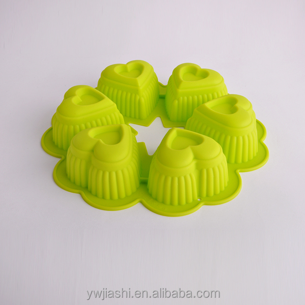 6 Cups Wholesale High Quality Heart Silicone molds cake decorating