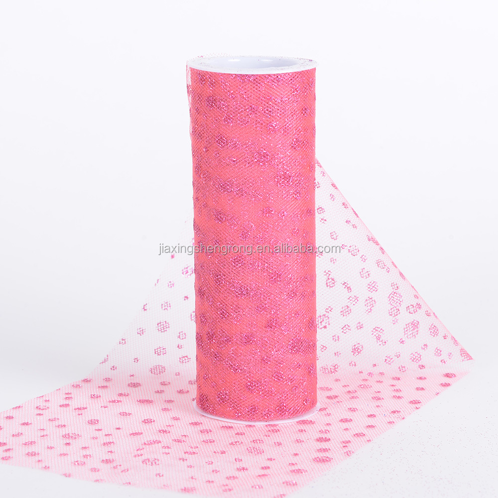 coral color 15cm*25yards fancy glitter tulle