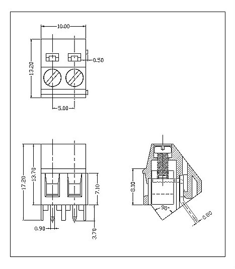 真ちゅう製のターミナルブロックkf103with5.0mm6-7mmストリップが付いている長さ仕入れ・メーカー・工場