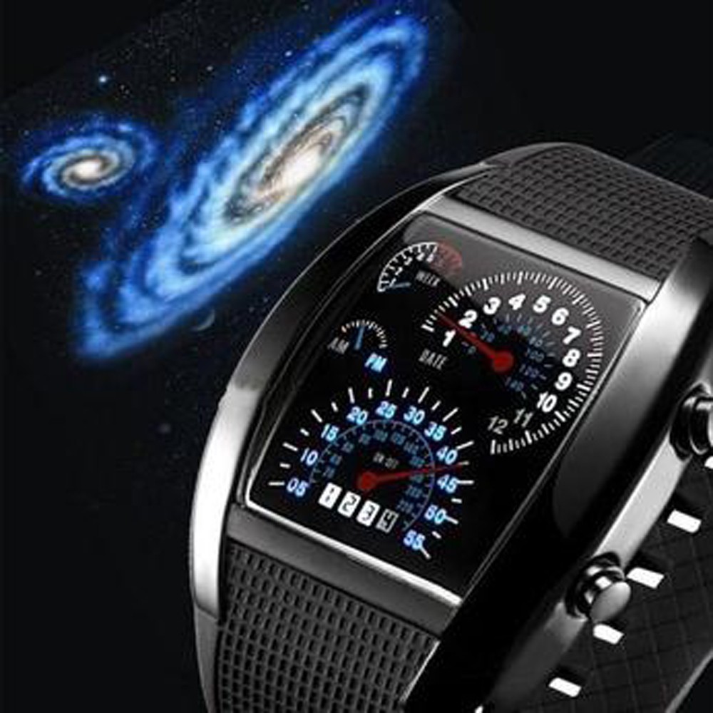 Mens-Watches-Blue-Black-Flash-LED-Military-Watch-Brand-New-Gift-Sports-Car-Meter-Dial-Watches