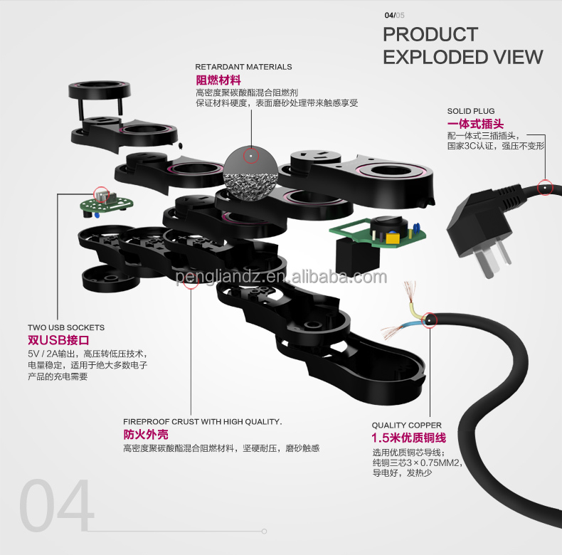 新しい2014年ユニバーサルコンセント電源ソケットのスイッチ6極ピボットと電源タップusb問屋・仕入れ・卸・卸売り