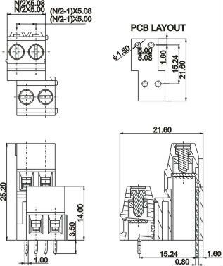 Pcbコネクタ端子台5mmピッチ23456789101214161820ピンkls2-128ia-5.0ウェイポールul、 cerohs指令仕入れ・メーカー・工場