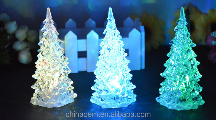 新年クリスマス色の変化が率いるミニクリスタルツリーの装飾の夜の光ランプギフト赤ちゃんのためのクリスマスの装飾問屋・仕入れ・卸・卸売り