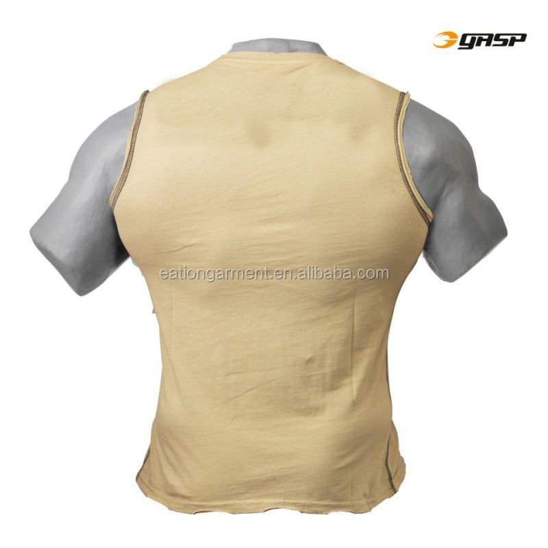 陸軍デザインcotton/ポリエステルdri-fitジム男性用シングレット問屋・仕入れ・卸・卸売り