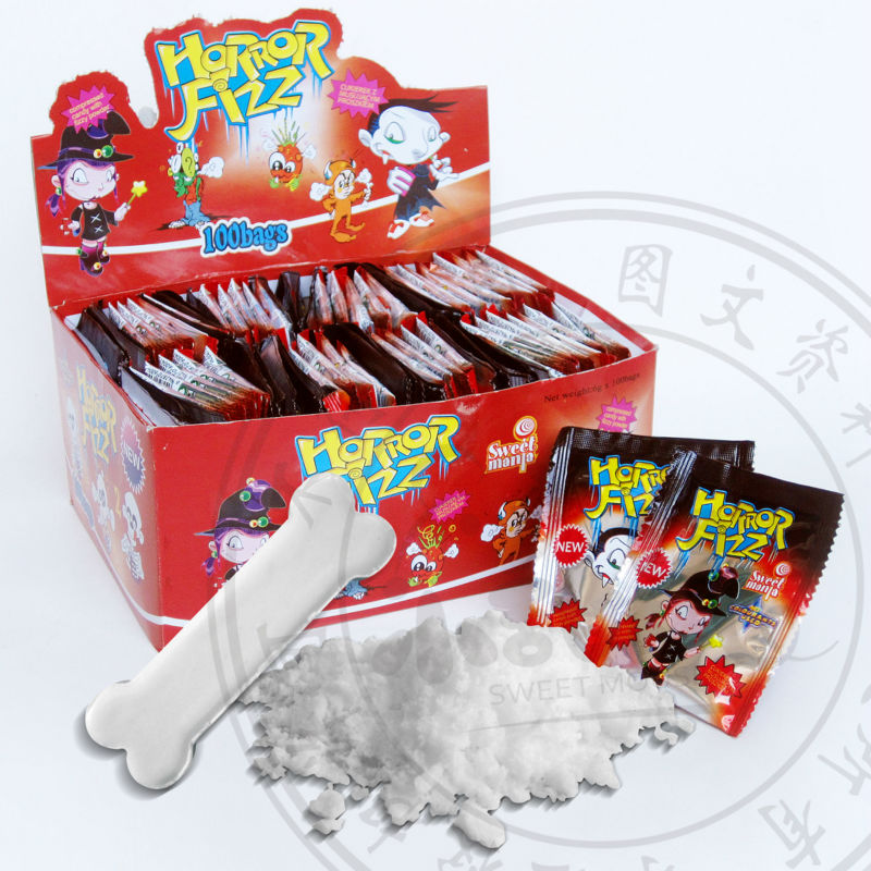Bones lollipop with sour powder candy