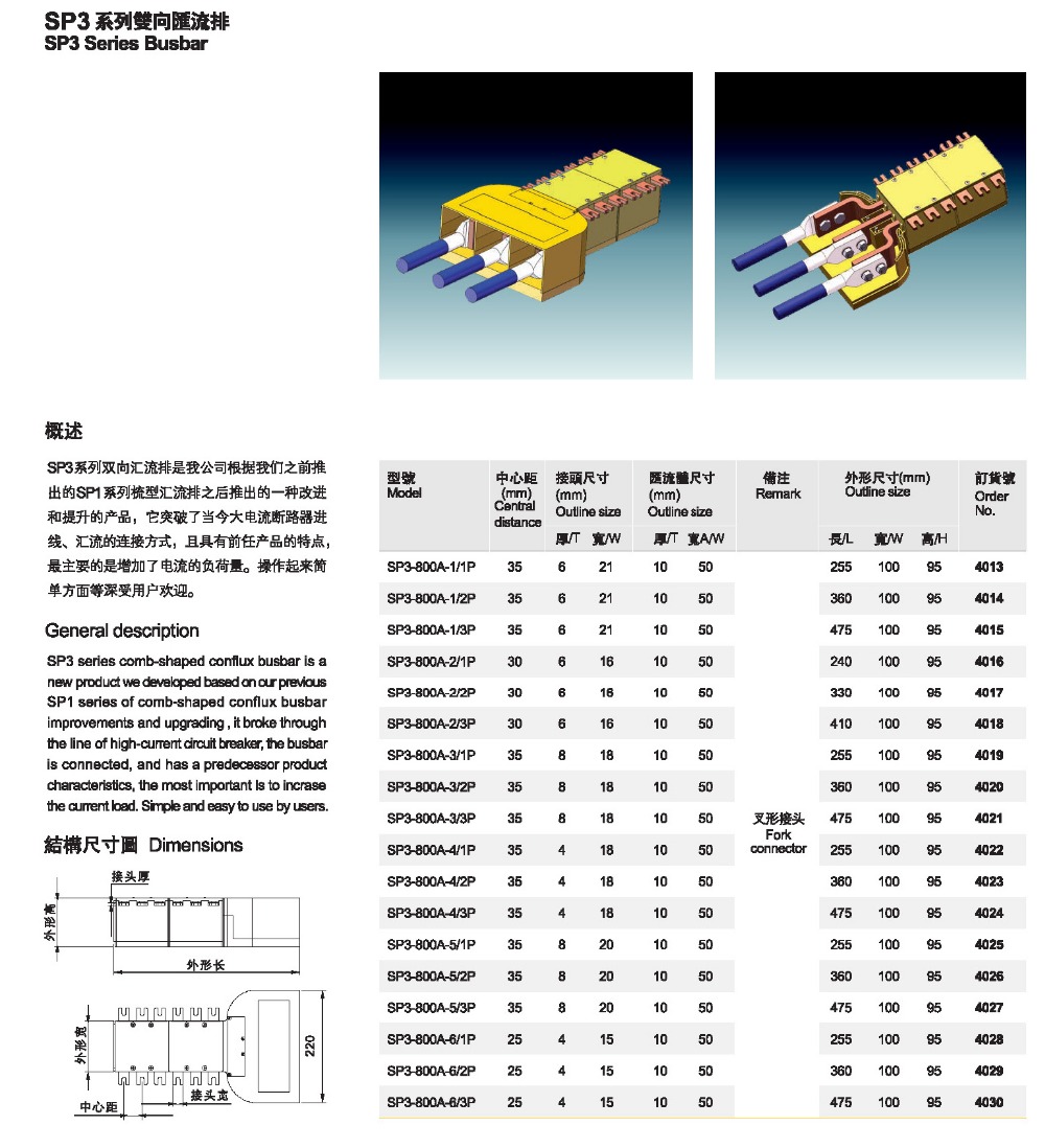 配電盤のためのパンアセンブリmcbブスバーsp3-100a/4p/5p/6p仕入れ・メーカー・工場