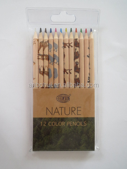 2014 hot selling 12 pcs animal design wooden color pencil packed in plastic bag問屋・仕入れ・卸・卸売り