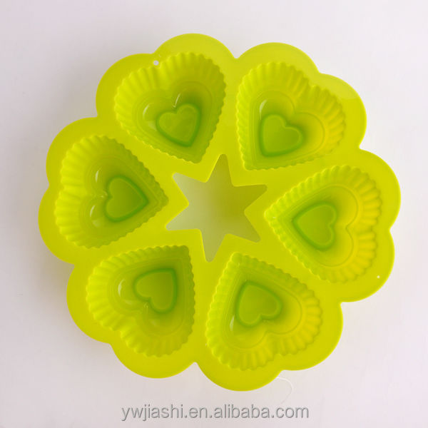 6 Cups Wholesale High Quality Heart Silicone molds cake decorating