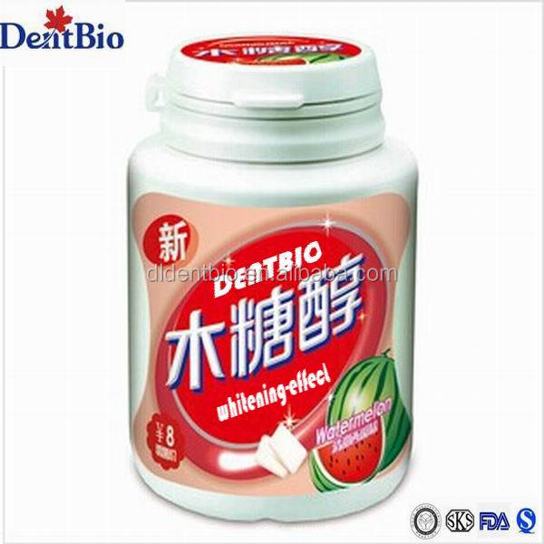 whitening effect add silicon dioxide watermelon taste sugarfree chewing gum in big bottle