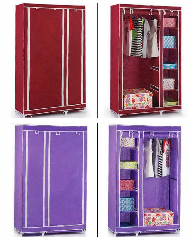 Portable Clothes Storage Shelf Easy Assembled Plastic Closet With