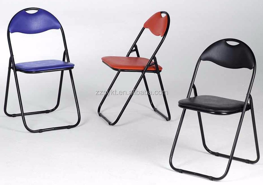 Faux Leather Padded Metal Folding Office Computer Chair With Back Rest