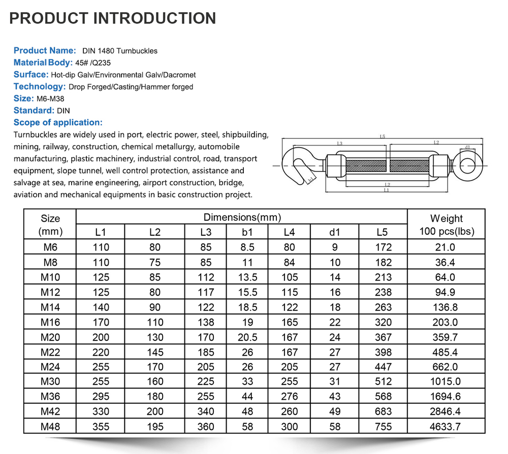Mild Steel Standard Din1480 10mm Turnbuckle Buy 10mm