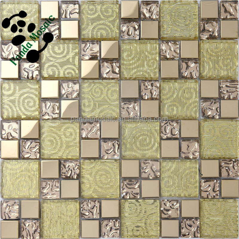 Smj06 Handmade Wall Decorate Mosaic Gold Ceramic Tile