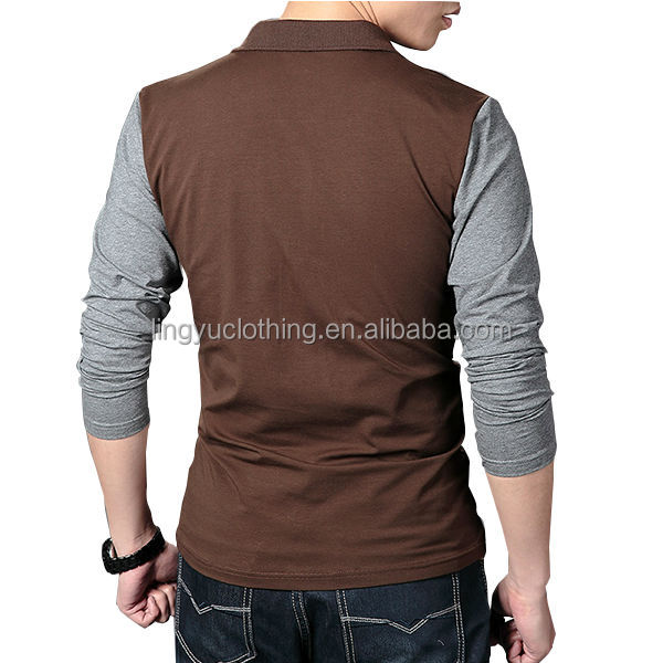 スリムフィットプレーン2ボタンメンズロングスリーブポロのtシャツ( lvt010263)仕入れ・メーカー・工場