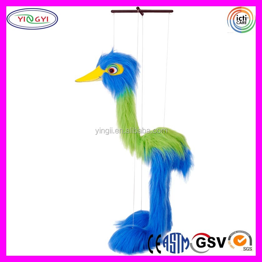 A234 Soft Blue Bird Long Fur String Puppet Plush Puppet
