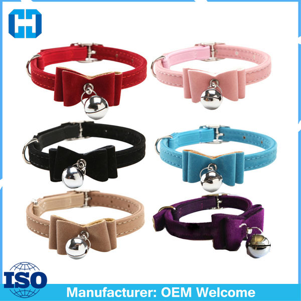 Safety-Elastic-Bowtie-Bell-Cat-Kitten-Collar-Velvet-Bow-Tie-Little-Pet-Neck-Chain-For-Cats