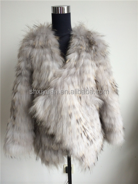 ファッション女性アライグマの毛皮のコートの革冬のオーバーコート仕入れ・メーカー・工場