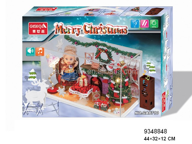 音楽の音ライト付クリスマスおもちゃ木製diy人形の家問屋・仕入れ・卸・卸売り