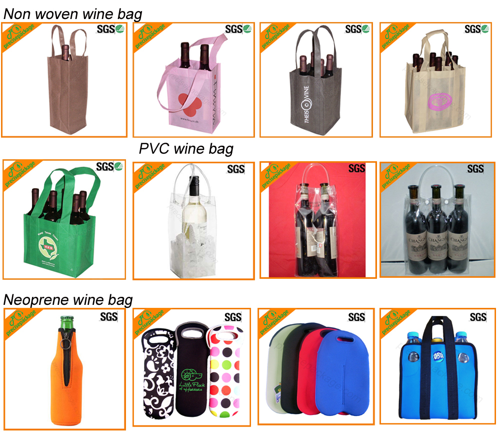 箱の促進6リサイクル不織布ワインボトルバッグ、 再利用可能なワインボトルバッグ問屋・仕入れ・卸・卸売り