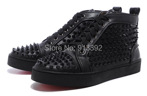 Aliexpress.com : Buy 2014 Men\u0026#39;s Black Leather Spikes Casual ...