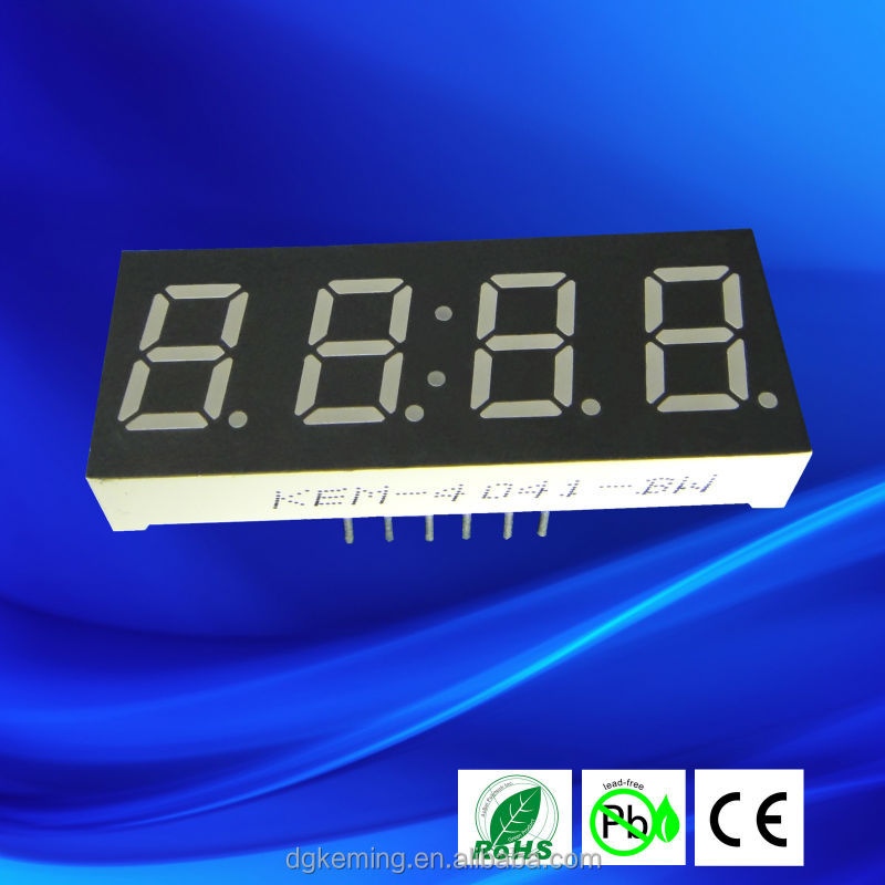 Ultra Yellow 0.4 inch four 4 quad digit 7 segment led display module for wall clock
