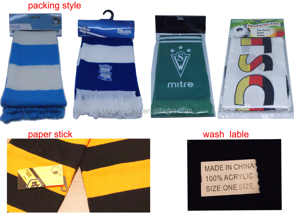 Factory supply promotional soccer club scarf, football knitted sport scarf.jpg