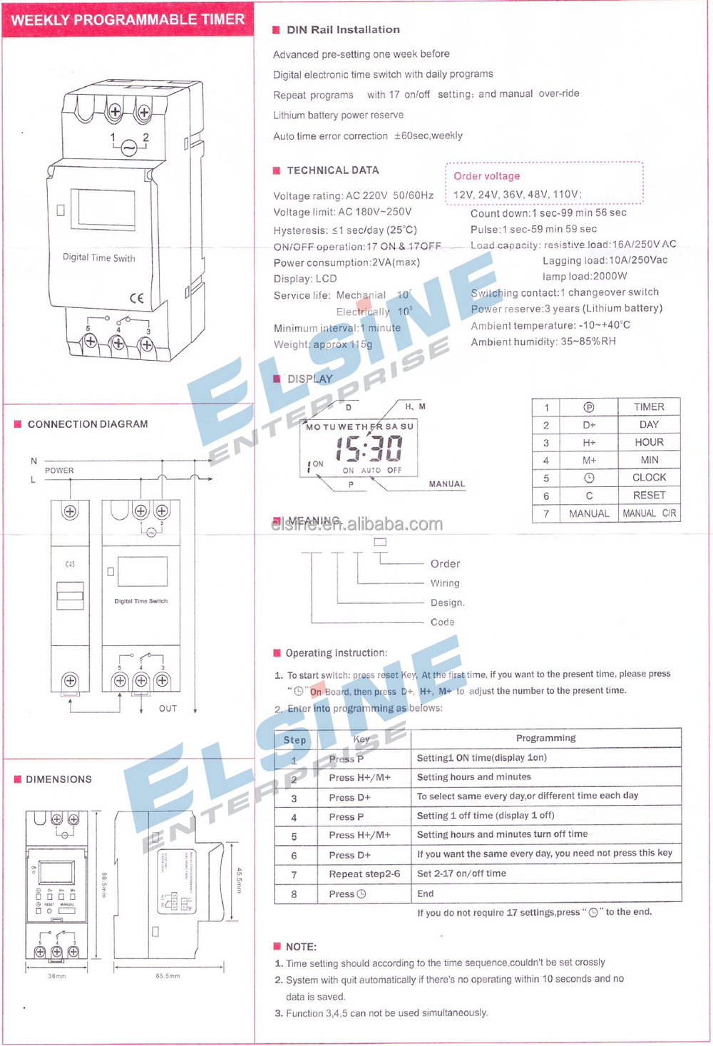 THC15A Weekly Programmable Digital Timer(DHC15A, ZYT15 TP8A16, AHC15A