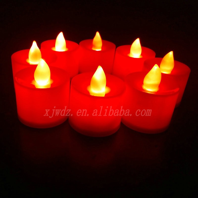 Battery Operated 12 Red Flickering Led Candles Tea Lights Buy Led