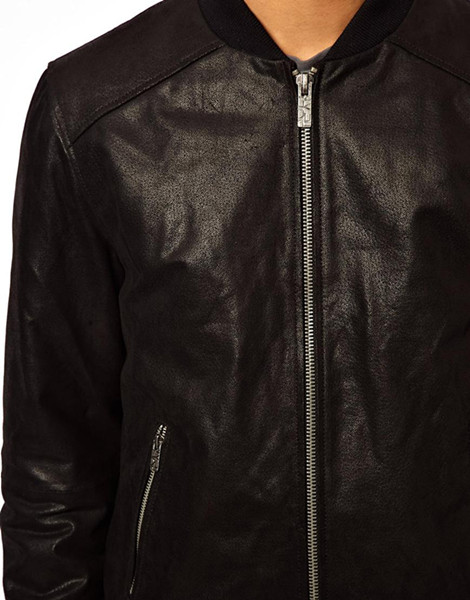新しい固体2014年男のジャケットの豚の皮の革のボンバー問屋・仕入れ・卸・卸売り