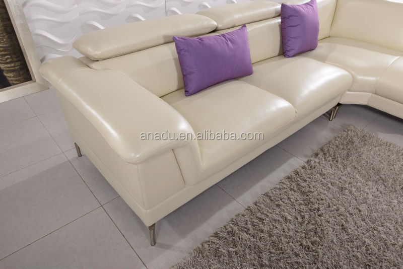 Sofa woonkamer meubels, witte leren bank l vorm, canapes modernos ... Woonkamer banken leer