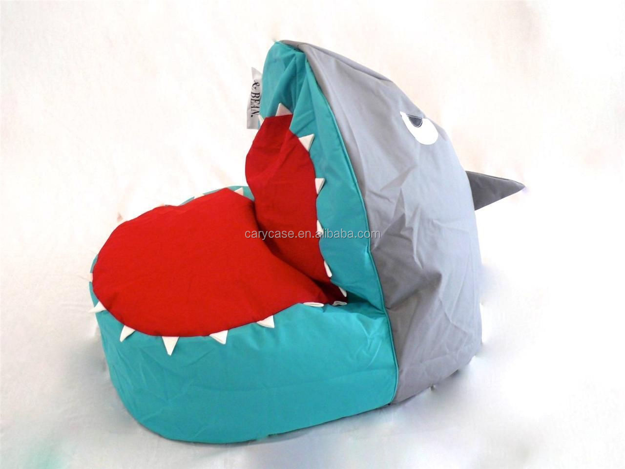 New Indoor Outdoor Kids Shark Beanbag Chair Cover Lounge Seat Blue