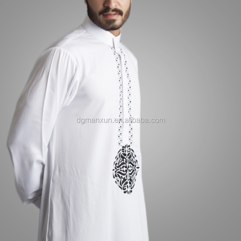2016 New Style Dubai Thawb Muslim Men Thobe Embroidered Islamic Abaya 3.jpg
