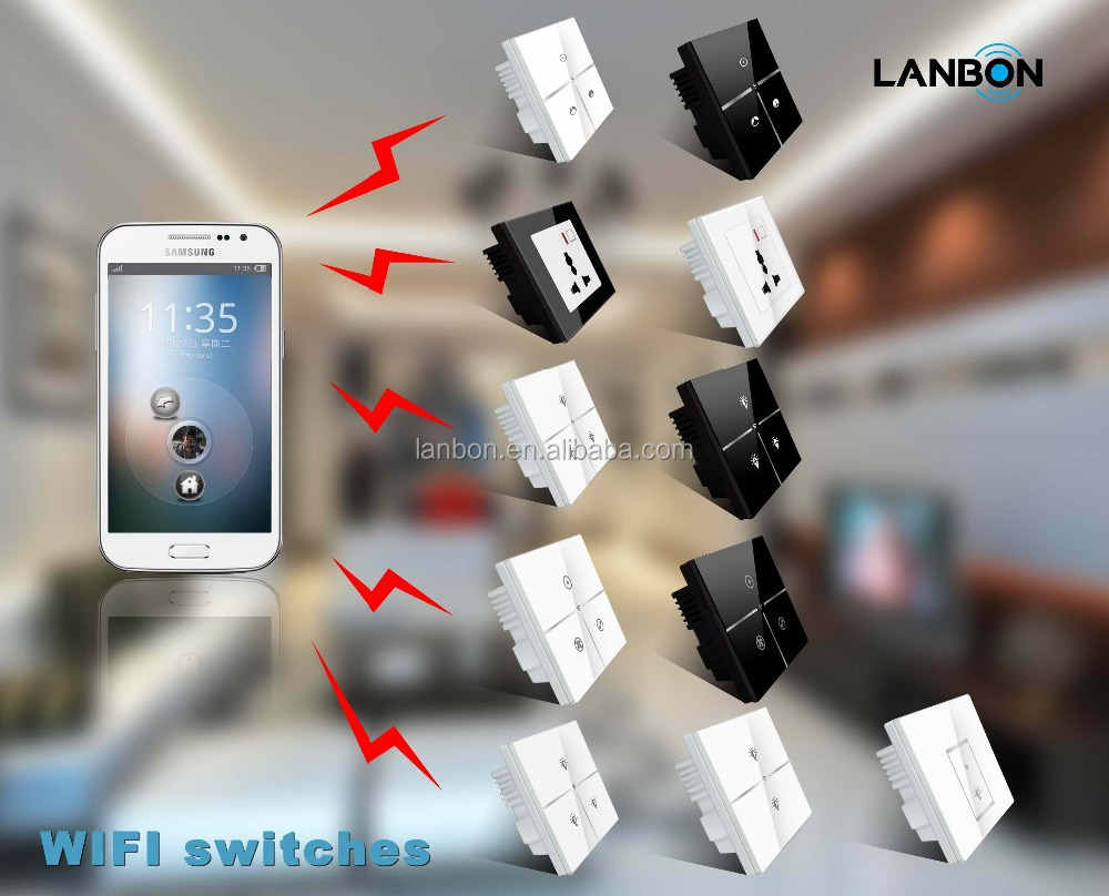 lanbonwifiの電話タッチスクリーンスマートスイッチリモートコントロールスイッチスマートタッチスクリーン1ギャング2ギャング3ギャングの光スイッチ仕入れ・メーカー・工場
