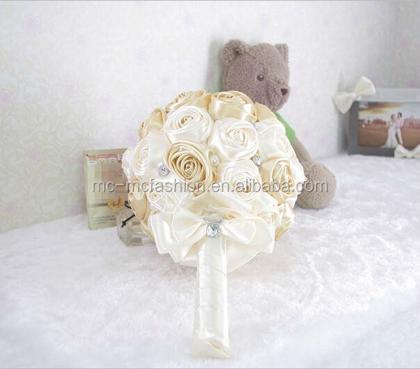 champagne satin ribbon flowers for wedding