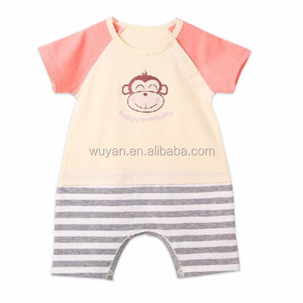 子供猿2014年赤ちゃんロンパースボタンを持つパジャマショートプルオーバー問屋・仕入れ・卸・卸売り