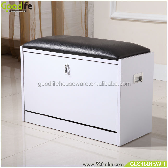 Entryway Hallway Wooden Shoe Cabinet Closet Storage Rack Pu Seat