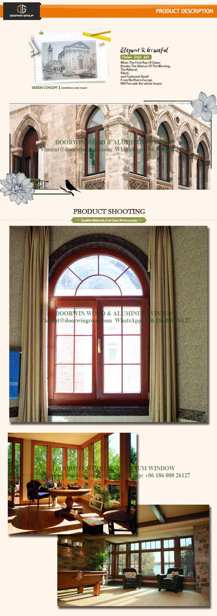 アメリカンスタイルアルミ木製窓用現代ドアと木製窓グリルデザインによる中国サプライヤー 問屋・仕入れ・卸・卸売り