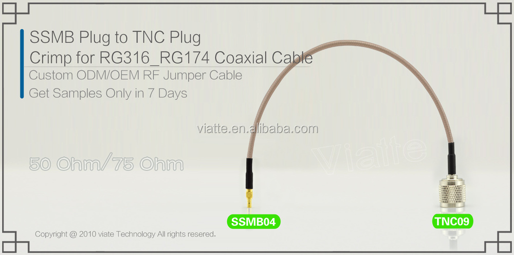 Ssmbプラグ/tncオスrg6プラグ/rg316_rg174オス圧着用同軸ケーブルのコネクター仕入れ・メーカー・工場