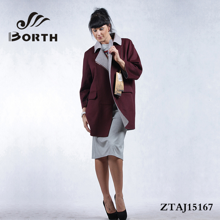 Borthの( r) ファッション女性のウールカシミヤロングコート冬のオーバーコート仕入れ・メーカー・工場